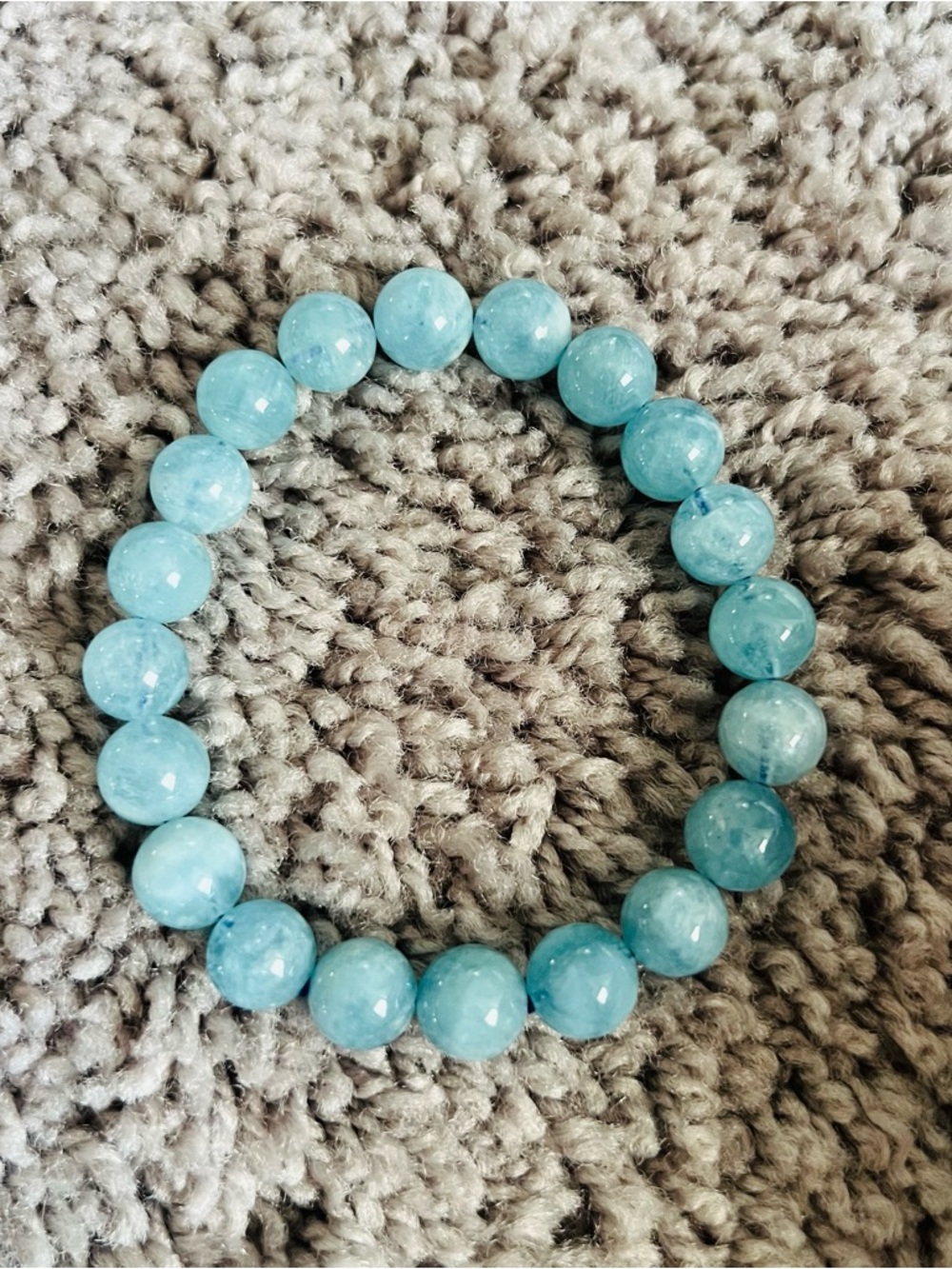 Natural & Genuine Aquamarine Beaded Bracelet 9.5mm (24.5g)